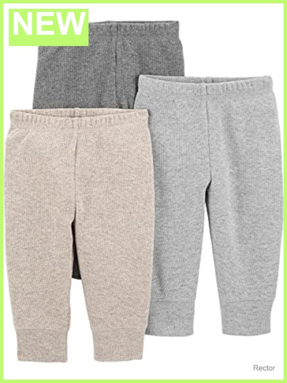 Unisex Baby 3 Pack Thermal Pants Pull On Tapered Fit